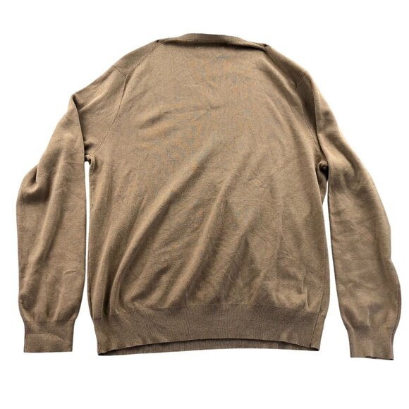 Polo Ralph Lauren Mens Sweater Large V-Neck Pullover Long Sleeve Brown Cotton - Picture 2 of 14